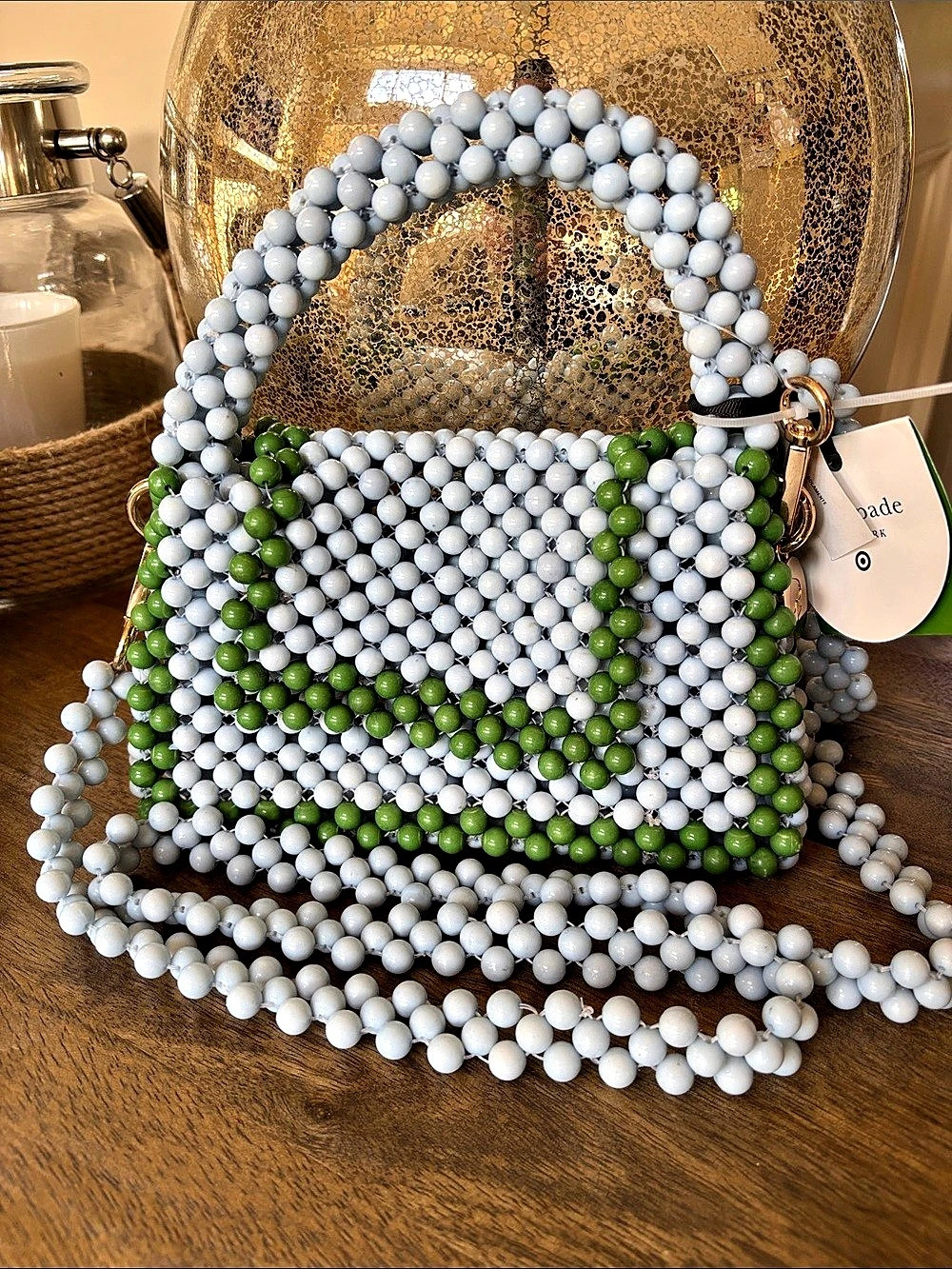 Kate Spade Beaded Mini Bag in White & Green NWT